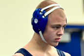 A close-up of Dryden Strauser your varsity wrestling captain.
