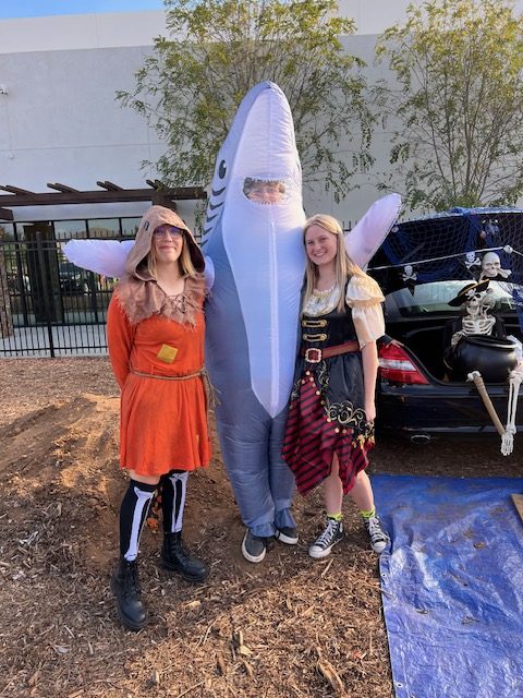 Bentley Jenkins and two SRA students dressed up for this years annual Trunk or Treat.