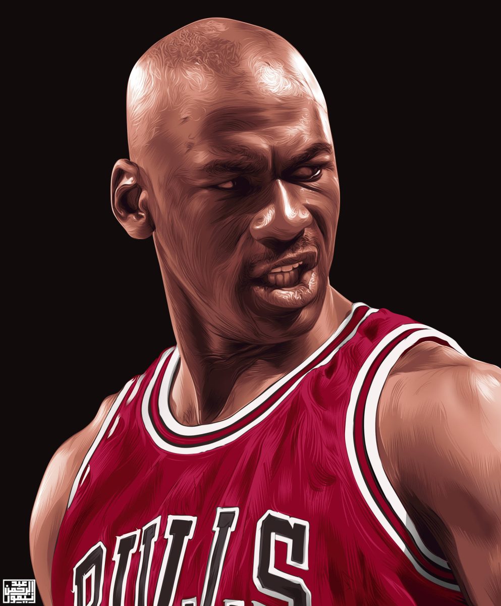 A painting of Michael Jordan was made to look realistic.