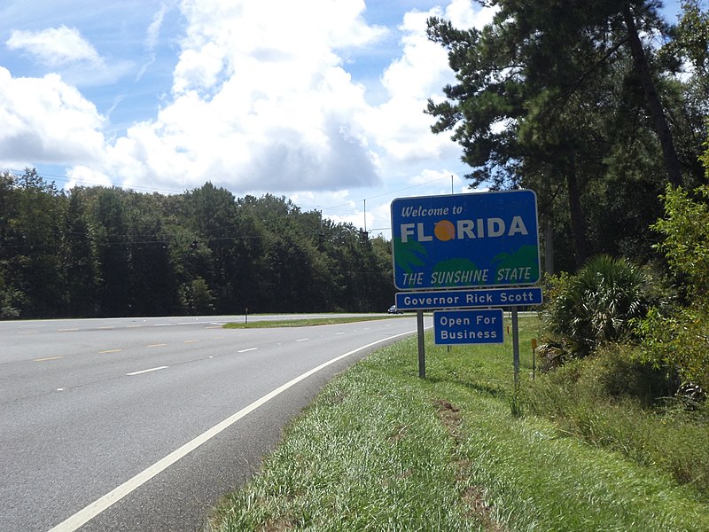 The Florida welcome sign is located in Gadsden County, Florida. Florida is home to the notorious Florida Men who are often seen in the news doing the most dangerous and random crimes.