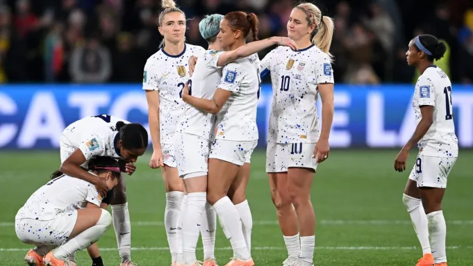 This is the United States Womens National Team after their loss which eliminated them from the 2023 World Cup. They are just as disappointed as their fans were in their failure.