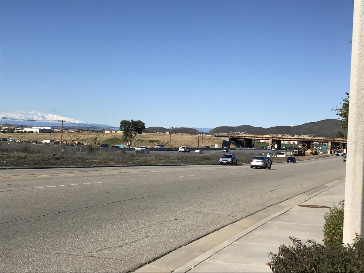 A view of the Holland Road Overpass from Antelope Road. Santa Rosa Academy is visible on the left side of the picture.