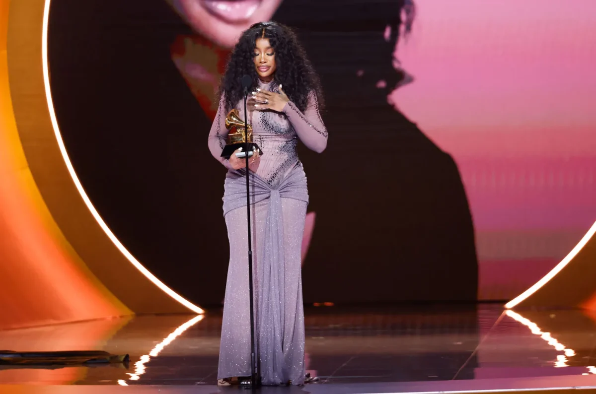 SZA deserved to win Album of the Year at the 2024 Grammys.

Pictured here with her second Grammy of the night, Best R&B Song.