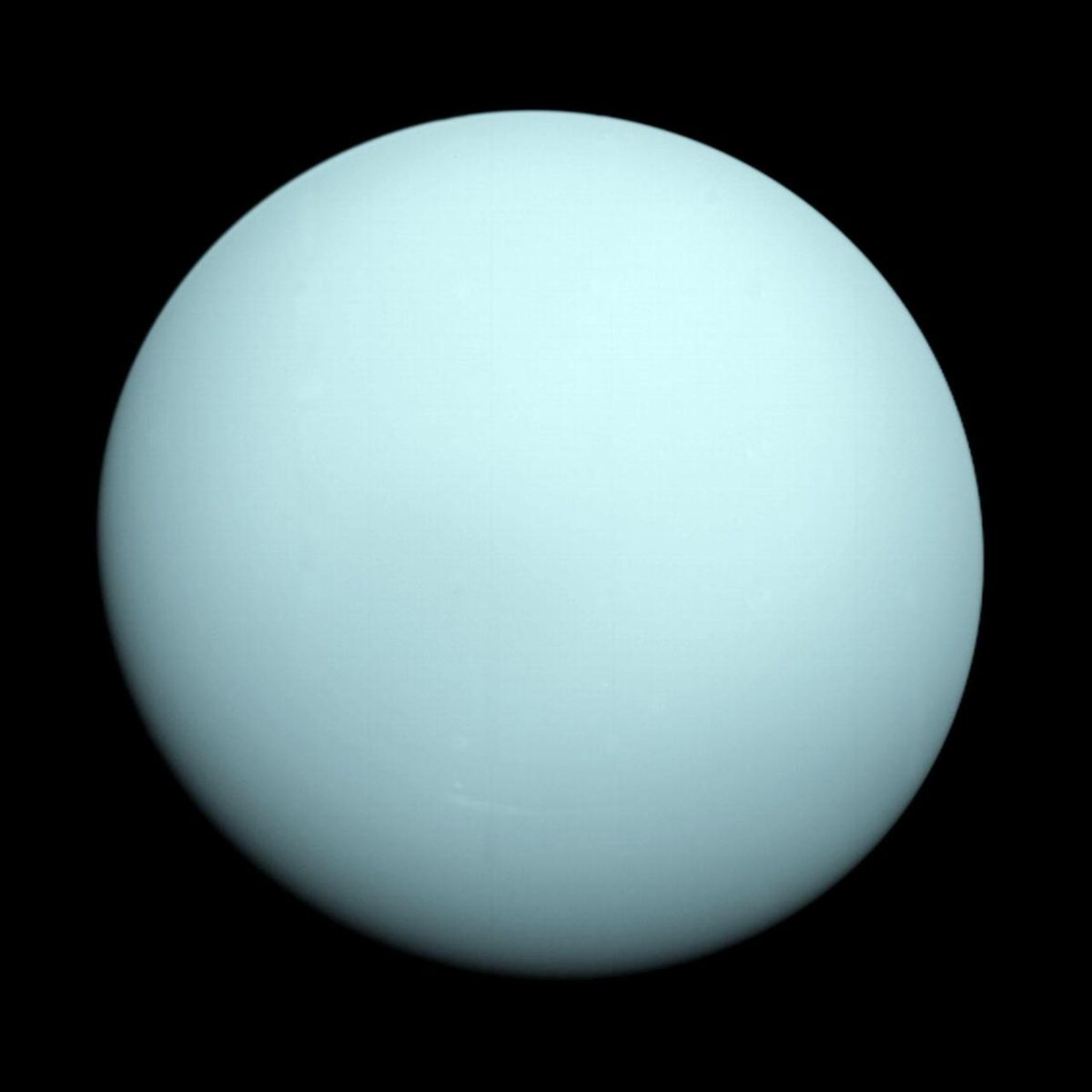 Uranus pictured in 1986 by Voyager 2. NASA/JPL - Caltech Voyager 2
