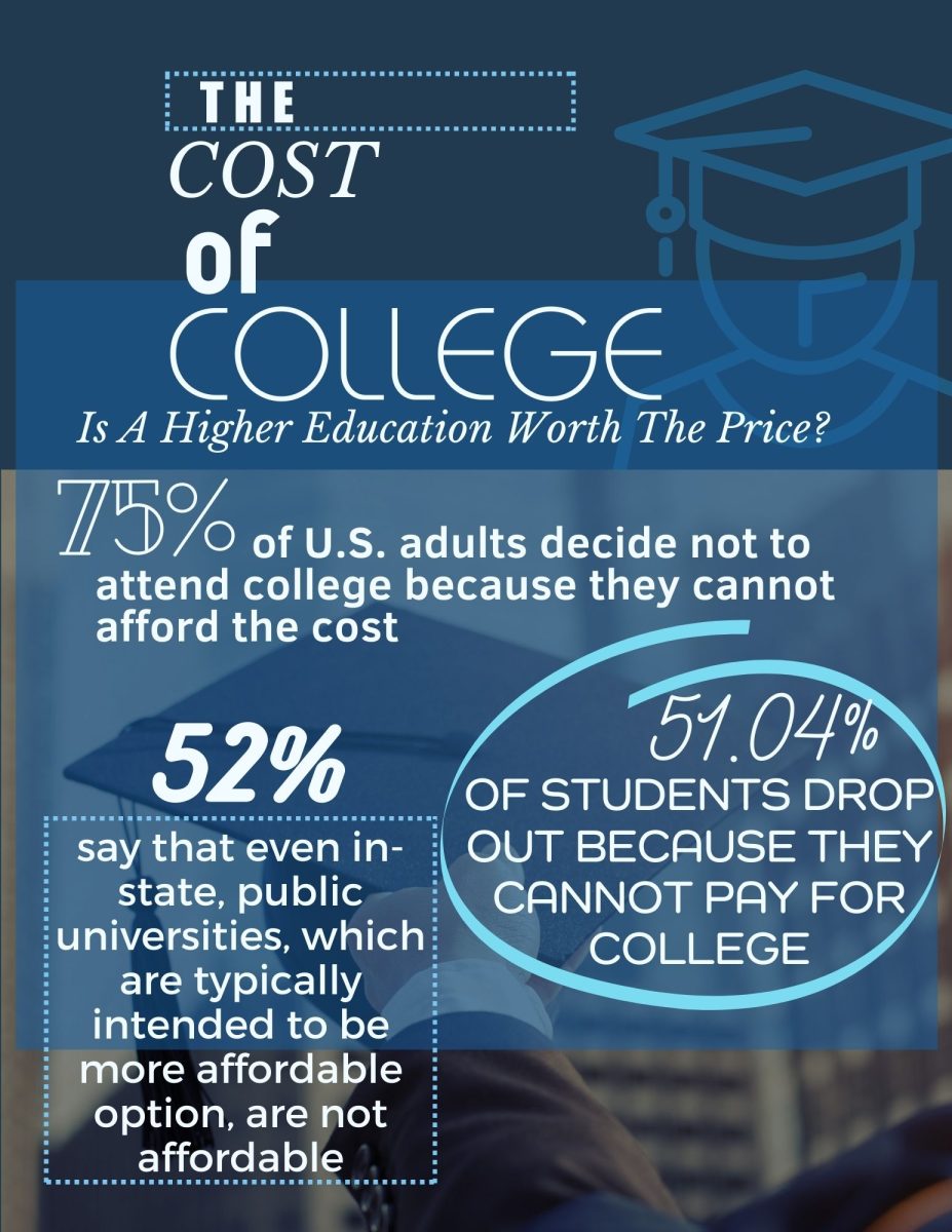 Infographic to show the costs of colleges and percentages of students that are affected differently by the price.