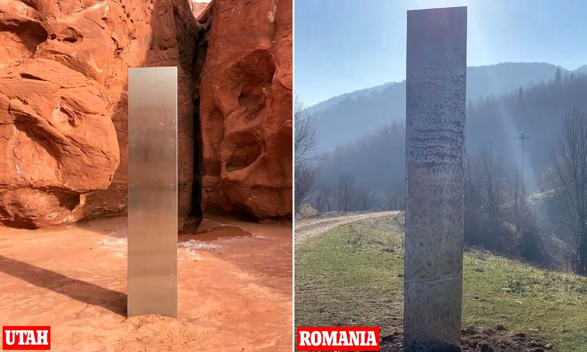 These pictures show the difference in craftsmanship between the beautiful Utah monolith and the clumsy Romainian monolith.