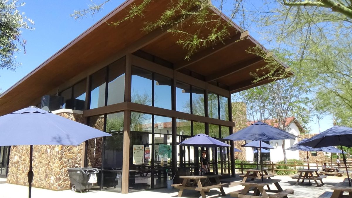 The SRA plaza where elementary students eat their lunches every day. It is also where some dances are held.