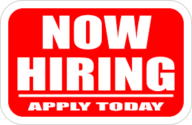A now hiring sign. Over the summer, many businesses usually begin hiring, especially entry-level jobs.