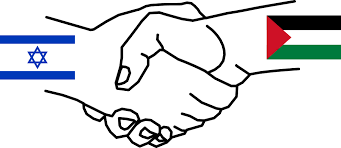 A picture of two hands, two opposing sides making a temporary peace. 